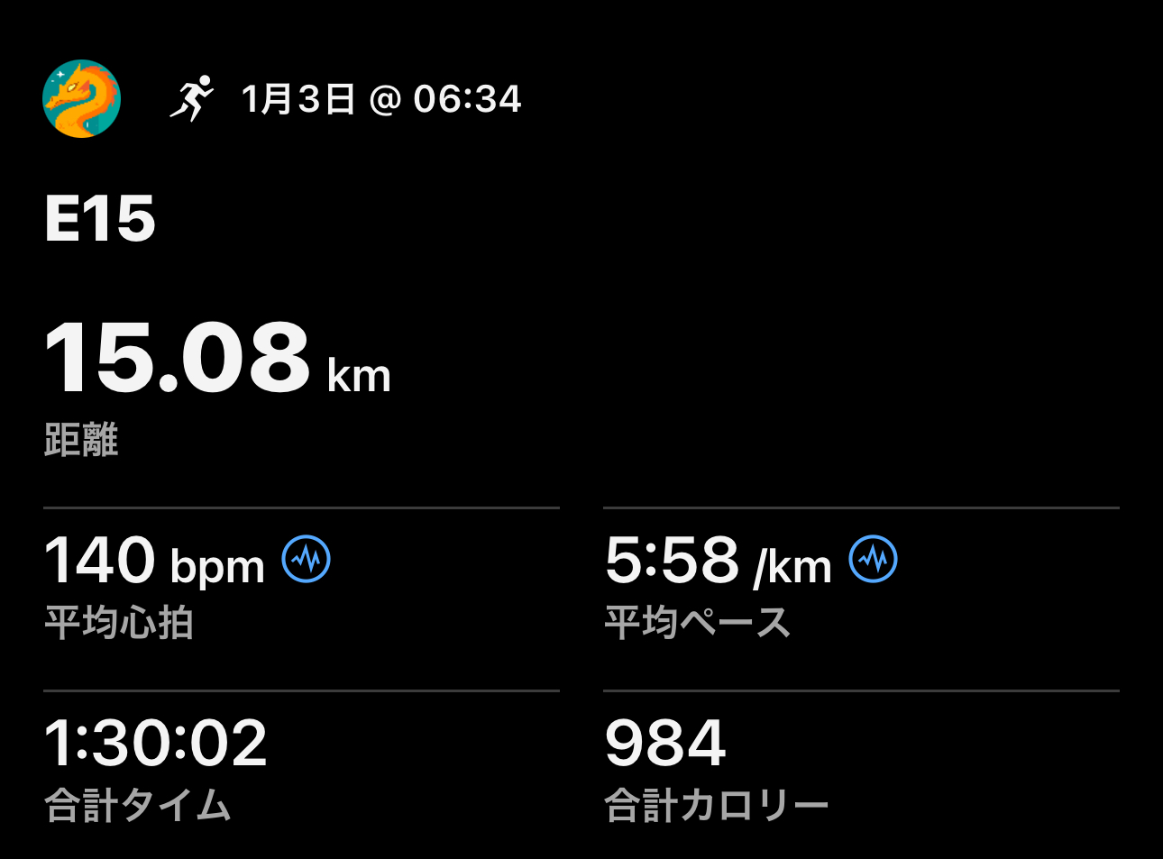 1/3 E15（15km）の記録画像