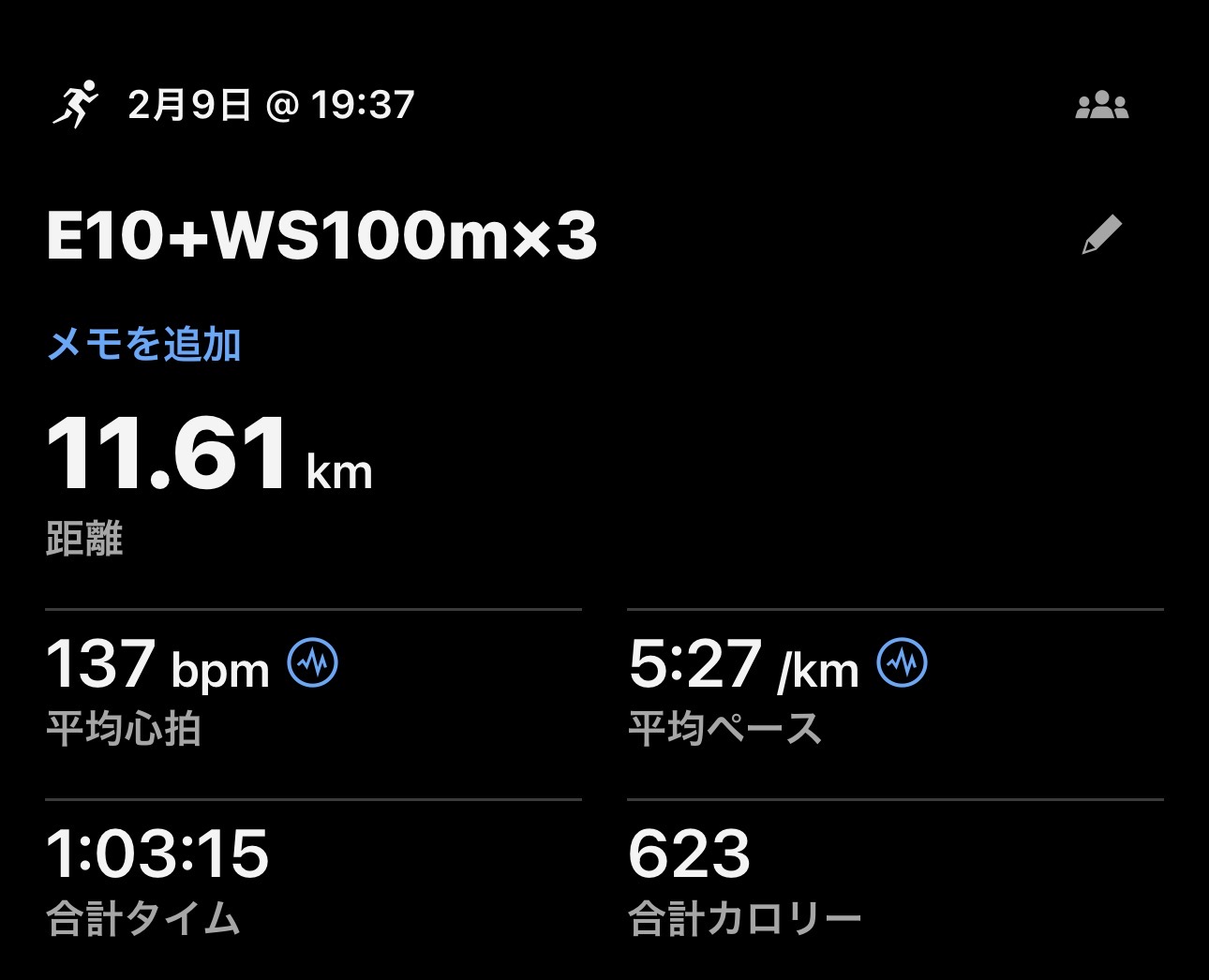 E10＋WS100×3の練習ログ