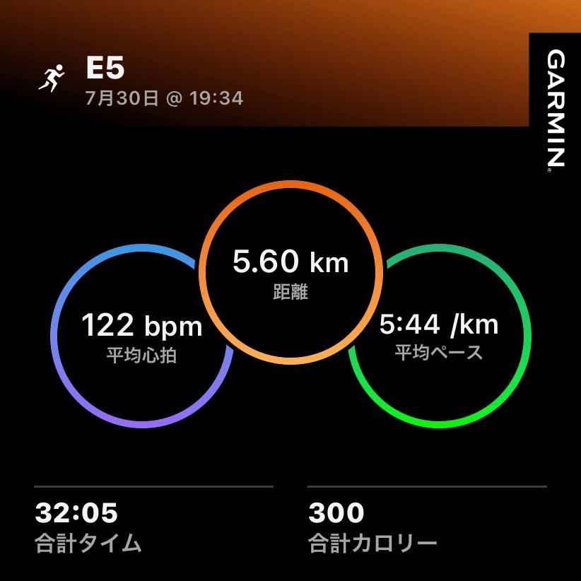 7/30 E5の練習ログ