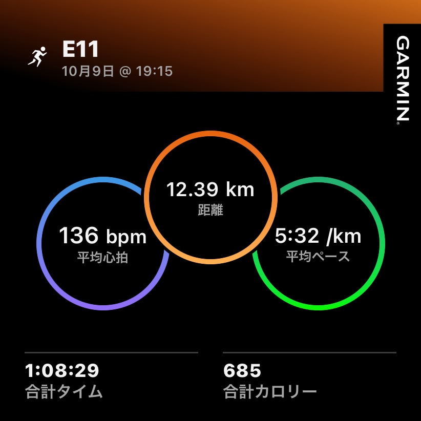 10/9 疲れ抜きジョグとWS80m7本の練習ログ